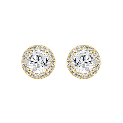 14K YELLOW GOLD 2 1/4CT ROUND DIAMOND LADIES EARRINGS