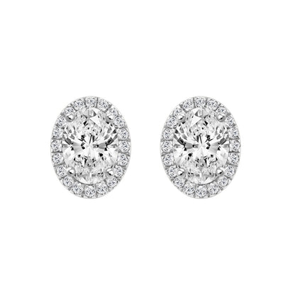 14K WHITE GOLD 2 1/4CT ROUND/OVAL DIAMOND LADIES EARRINGS