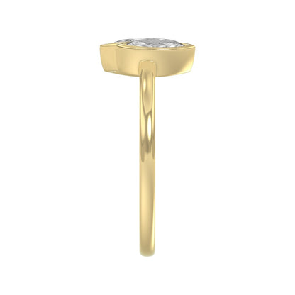 Elegant ColleCTions Linked Hearts Ladies Ring 10K Yellow Gold 3/4CT Marquise Lab Grown Diamond (Color F-G -Clarity VS1/VS2)