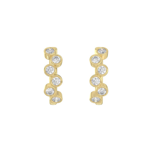 Elegant Ladies 10K Yellow Gold 3/4CT Round Lab Grown Diamond Fancy Hoop Earrings  (Color F-G -Clarity VS1/VS2)