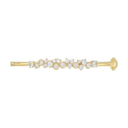 14K Yellow Gold Ladies Flexible Bangle 1 3/4CT Round Cut Diamonds  (Color F-G -Clarity VS1/VS2)