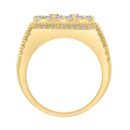 14K YELLOW GOLD 1 3/4CT ROUND DIAMOND MEN'S RING 