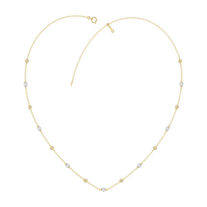 Luxury Round/Pearl Diamond Necklace 10K Yellow Gold 1/3CT Elegant Ladies Jewelry (Color F-G -Clarity VS1/VS2)