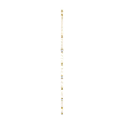 Luxury Round/Pearl Diamond Necklace 10K Yellow Gold 1/3CT Elegant Ladies Jewelry (Color F-G -Clarity VS1/VS2)