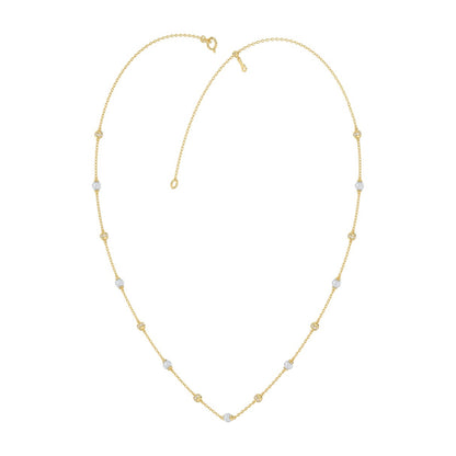 Luxury Round/Pearl Diamond Necklace 10K Yellow Gold 1/3CT Elegant Ladies Jewelry (Color F-G -Clarity VS1/VS2)