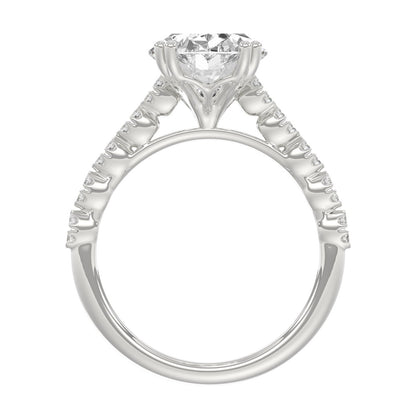Ladies 14K White Gold Ladies Elegance- Bridal Set  3 1/3CT Round & Oval Diamonds 3.00CT Oval Center stone (Color F-G  Clarity VS1/VS2)