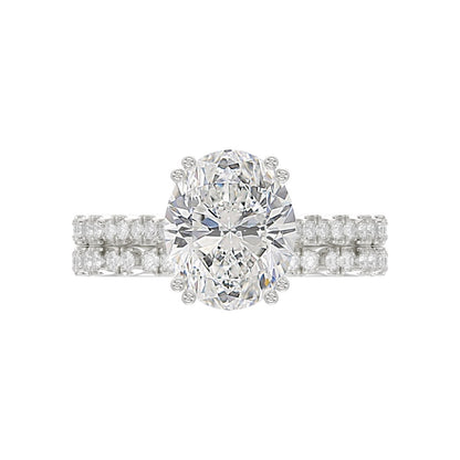 Ladies 14K White Gold Ladies Elegance- Bridal Set  3 1/3CT Round & Oval Diamonds 3.00CT Oval Center stone (Color F-G  Clarity VS1/VS2)