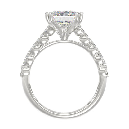 Ladies 14K White Gold Ladies Elegance- Bridal Set  3 1/3CT Round &amp; Radiant Diamond 3.00CT Radiant Center stone (Color F-G -Clarity VS1/VS2)