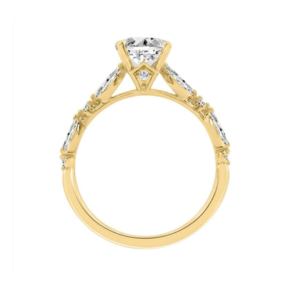 14K Yellow Gold Oval Diamond Ring 2 1/2CT With Round & Marquise Diamonds 2.00CT Oval Center stone (Color F-G  Clarity VS1/VS2)