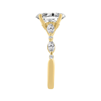14K Yellow Gold Oval Diamond Ring 2 1/2CT With Round & Marquise Diamonds 2.00CT Oval Center stone (Color F-G  Clarity VS1/VS2)