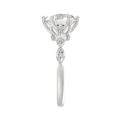 Luxury 14K White Gold  Bridal Ring for Ladies 3 3/4CT Round &amp; Marquise Cut Diamonds 3.00CT Round Center stone (Color F-G -Clarity VS1/VS2)