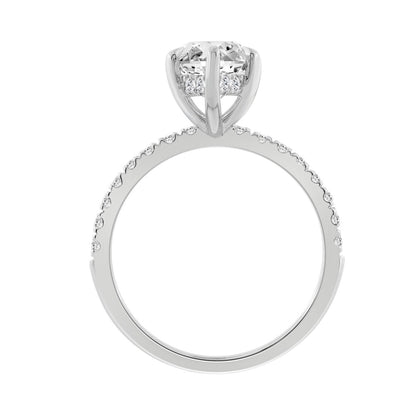 14K WHITE GOLD 3 1/2CT MARQUISE/ROUND DIAMOND LADIES RING (CENTER STONE MARQUISE DIAMOND 3CT)