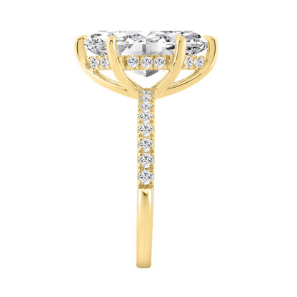 14K YELLOW GOLD 3 1/2CT MARQUISE/ROUND DIAMOND LADIES RING (CENTER STONE MARQUISE DIAMOND 3CT)