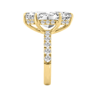 14K YELLOW GOLD 6.00CT MARQUISE/ROUND DIAMOND LADIES RING (CENTER STONE MARQUISE DIAMOND 5CT)