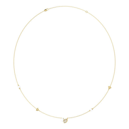 10K Yellow Gold Pearl &amp; Ladies Necklace 1/5CT  Marquise Diamonds (Color F-G -Clarity VS1/VS2)