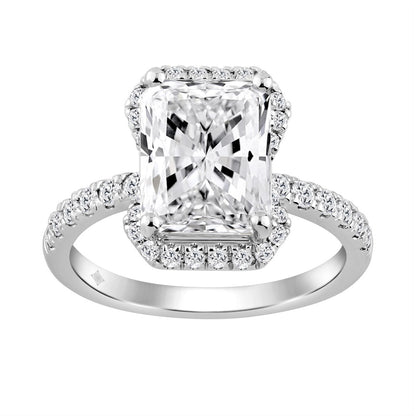 Ladies 14K White Gold Ladies Elegance-Ring 4 1/2CT Round &amp; Radiant Lab Grown Cut Diamond 4.00CT Radiant Center stone (Color F-G -Clarity VS1/VS2)