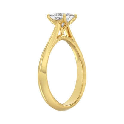 LADIES SOLITAIRE RING 1CT PRINCESS DIAMOND 14K YELLOW GOLD