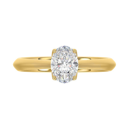 LADIES SOLITAIRE RING 1CT OVAL DIAMOND 14K YELLOW GOLD