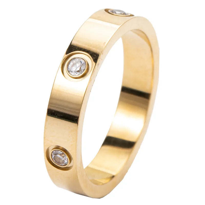 Trendy Rose Gold Stainless Steel Love Ring