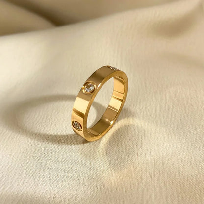 Trendy Rose Gold Stainless Steel Love Ring