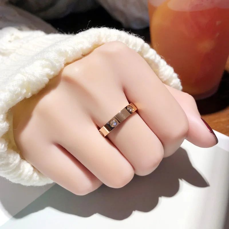 Trendy Rose Gold Stainless Steel Love Ring