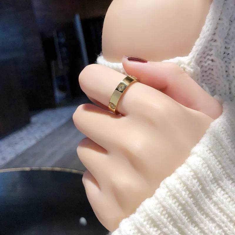 Trendy Rose Gold Stainless Steel Love Ring