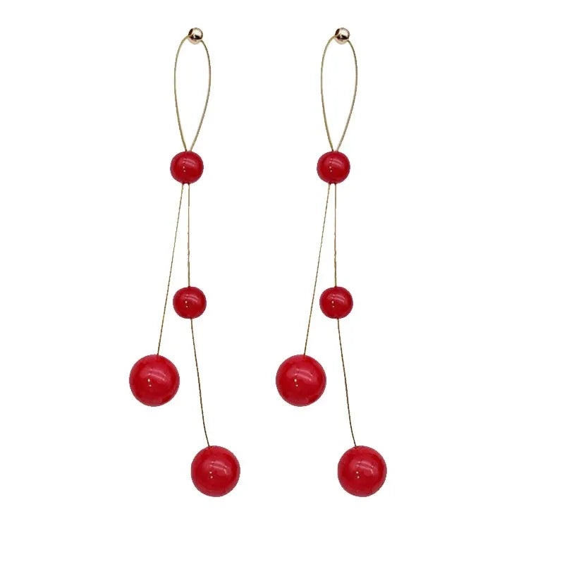 S925 Silver Needle Red Petals Earrings