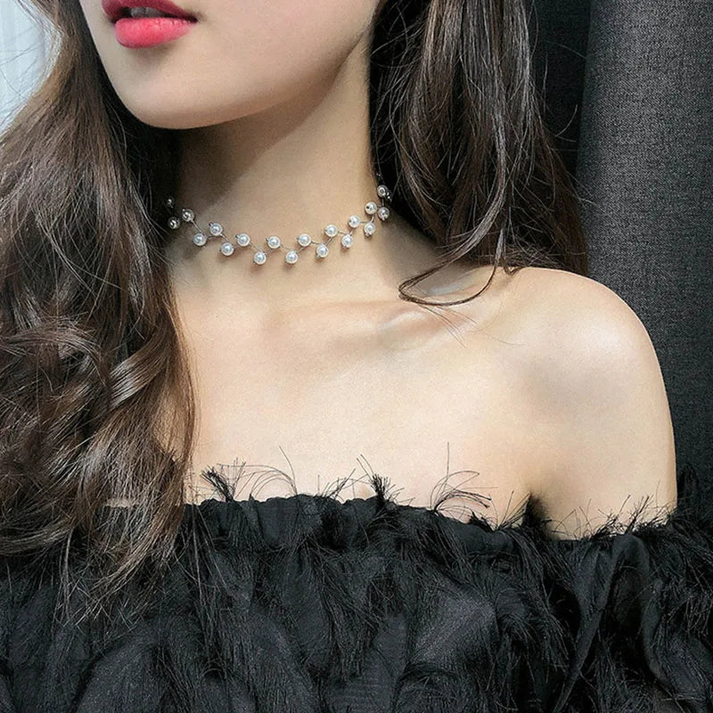 Korean Pearl Choker Necklace