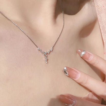 Kpop Fairy Zircon Wings Heart Crystal Pendant Necklace