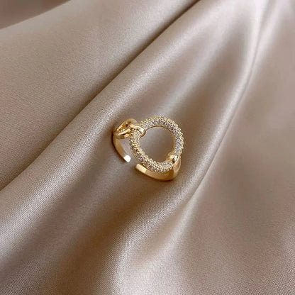 14K Gold Plated Double Love Crystal Ring