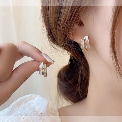 2024 New Irregular U-Shaped Zircon Stud Earrings