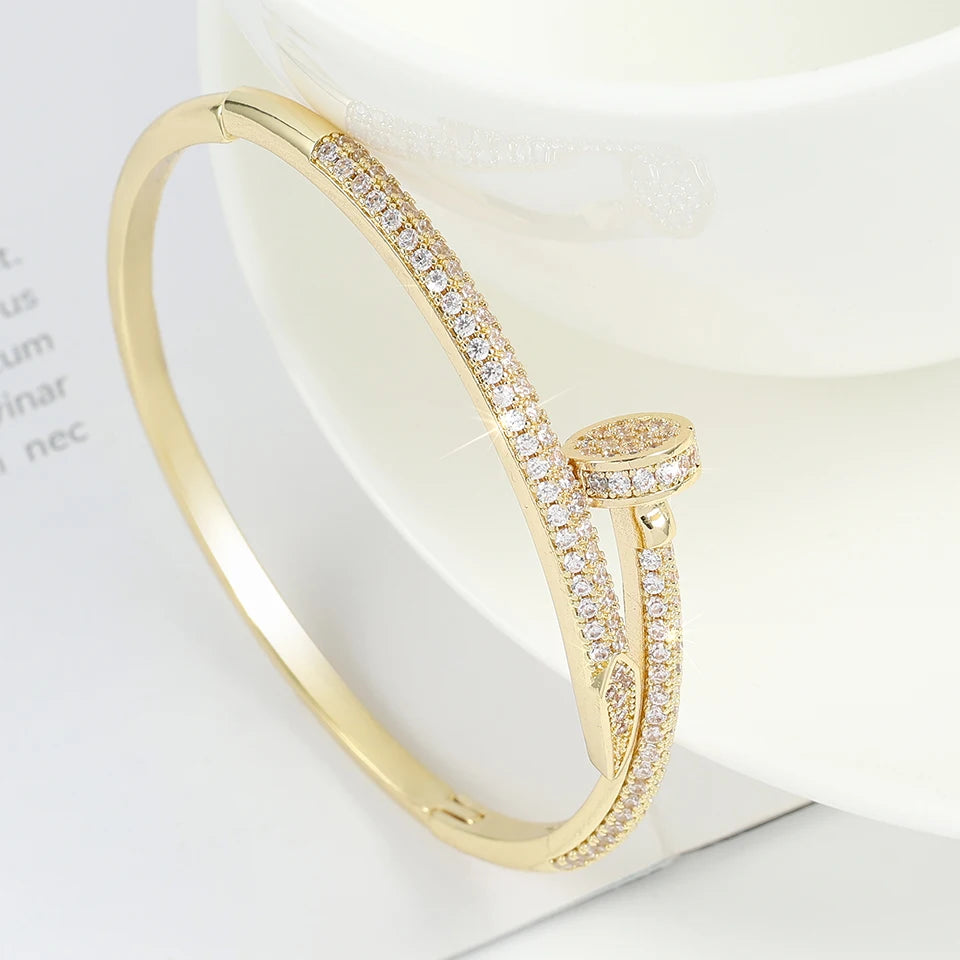 Zircon Nail Open Bracelet