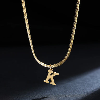 A-Z Alphabet Gold Plated Stainless Steel Pendant Necklace