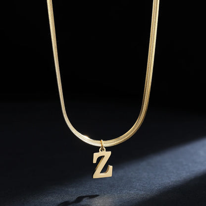 A-Z Alphabet Gold Plated Stainless Steel Pendant Necklace