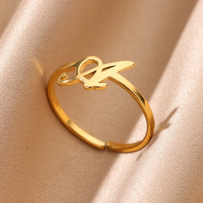 Gold Initial Letter Rings – Aesthetic & Adjustable