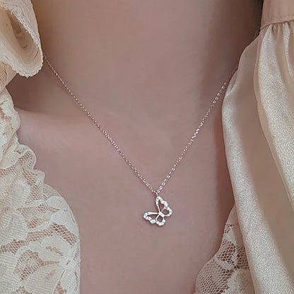 Irregular Rhinestone Butterfly Necklace