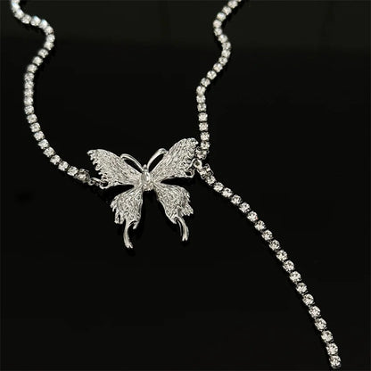 Irregular Rhinestone Butterfly Necklace