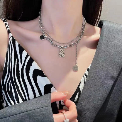 Fashion Simple Double Cute Bear Pendant Necklace