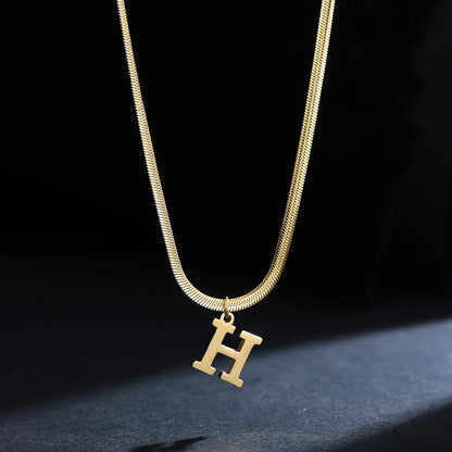 A-Z Alphabet Gold Plated Stainless Steel Pendant Necklace