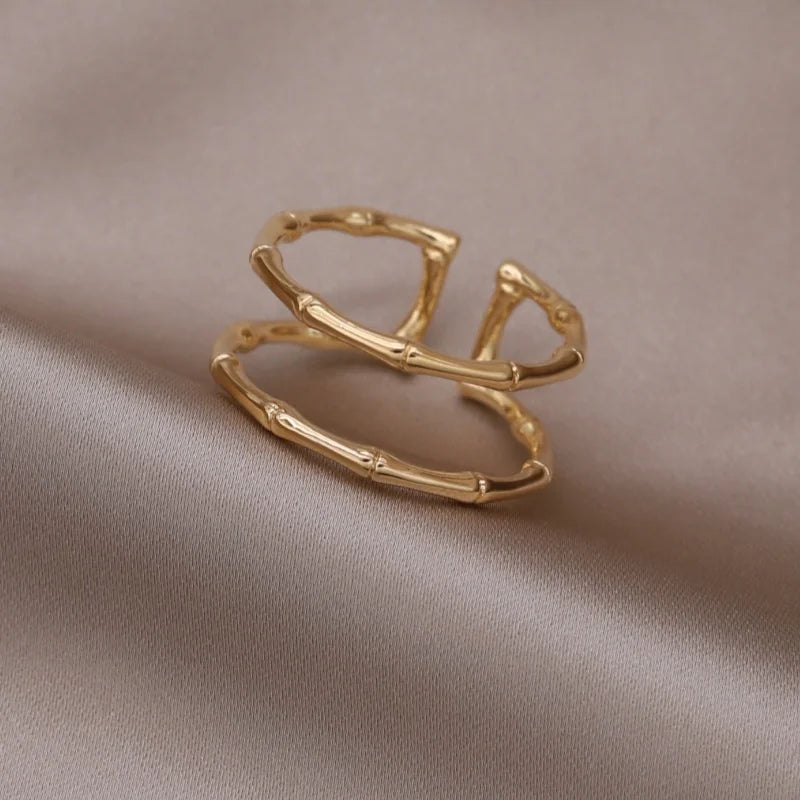 14K Gold Plated Double Love Crystal Ring