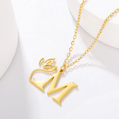 Beauty Flower Initial Necklace