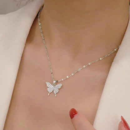 Korean Version Acrylic Butterfly Pendant Necklace