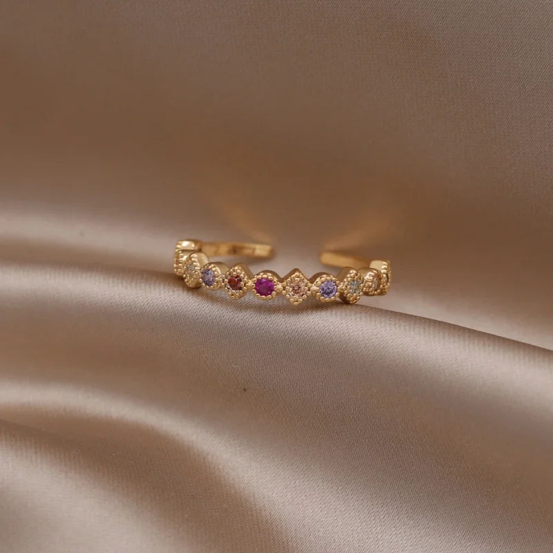 14K Gold Plated Double Love Crystal Ring