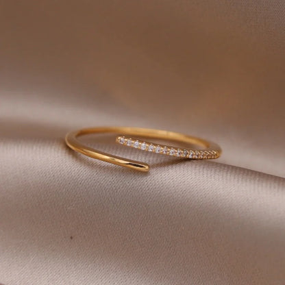 14K Gold Plated Double Love Crystal Ring