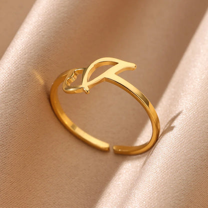 Gold Initial Letter Rings – Aesthetic & Adjustable