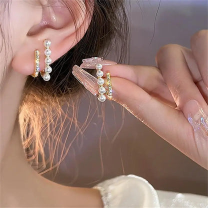 2024 New Irregular U-Shaped Zircon Stud Earrings