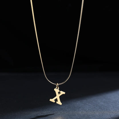 A-Z Alphabet Gold Plated Stainless Steel Pendant Necklace