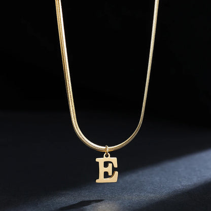 A-Z Alphabet Gold Plated Stainless Steel Pendant Necklace