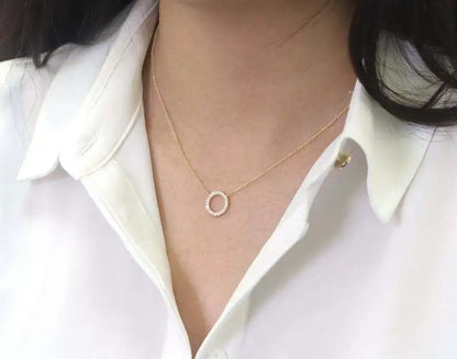 Trend Elegant Jewelry Crystal Circle Pendant Necklace