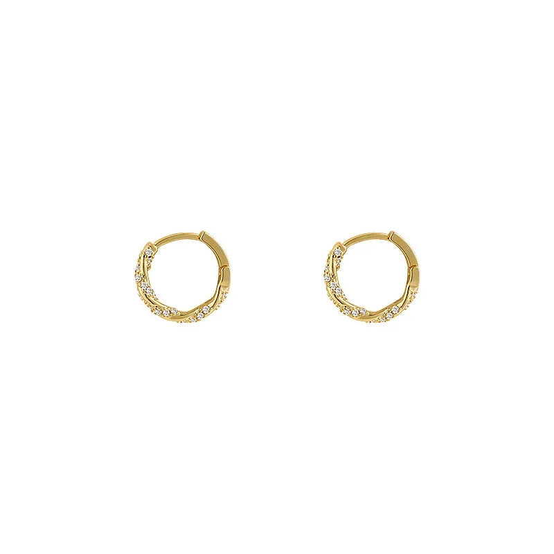 Korean Simple Round Zirconia Hoop Earrings